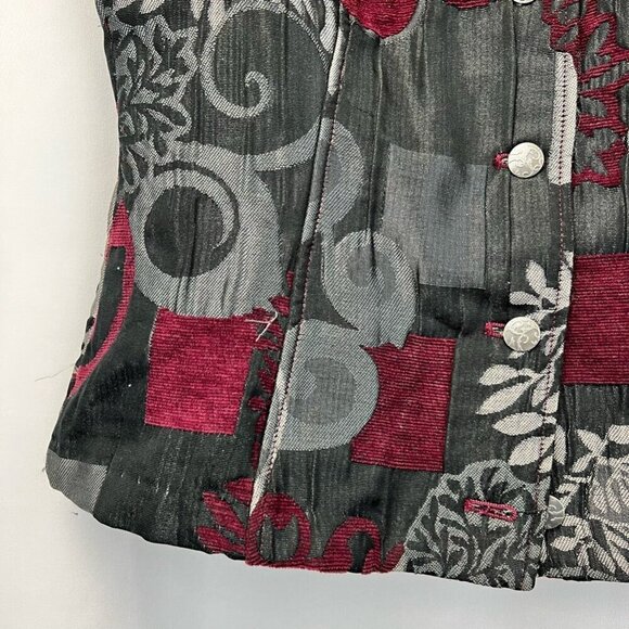 Christopher & Banks Womens Vest Multicolor Floral Waist Length Buttons Collar S - Picture 9 of 11